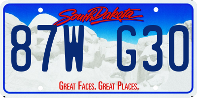 SD license plate 87WG30