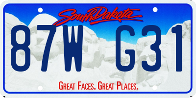 SD license plate 87WG31