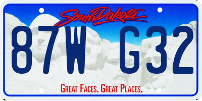 SD license plate 87WG32