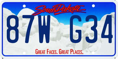 SD license plate 87WG34
