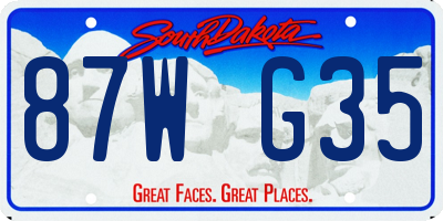 SD license plate 87WG35