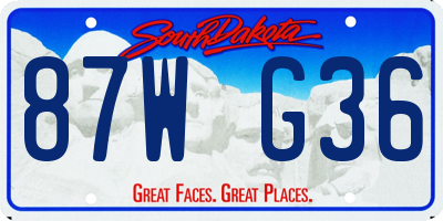 SD license plate 87WG36