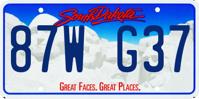 SD license plate 87WG37