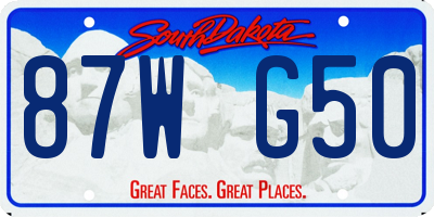 SD license plate 87WG50