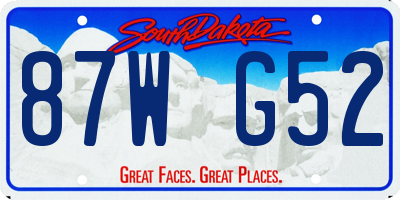 SD license plate 87WG52