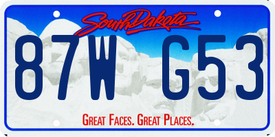 SD license plate 87WG53