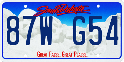 SD license plate 87WG54