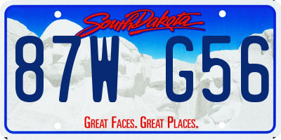 SD license plate 87WG56