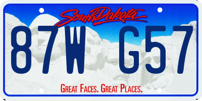 SD license plate 87WG57