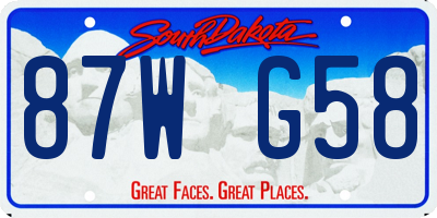 SD license plate 87WG58