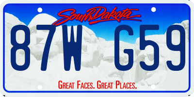 SD license plate 87WG59