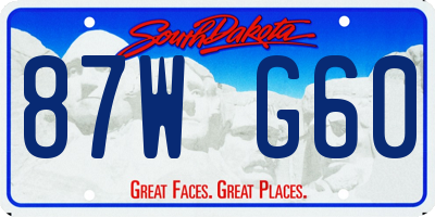 SD license plate 87WG60