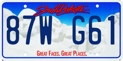 SD license plate 87WG61
