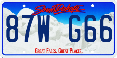 SD license plate 87WG66