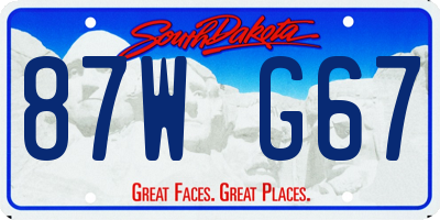SD license plate 87WG67