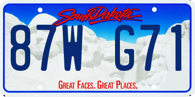 SD license plate 87WG71