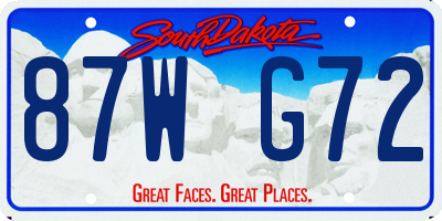 SD license plate 87WG72
