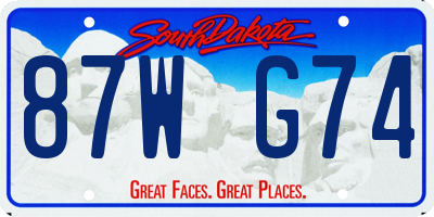 SD license plate 87WG74