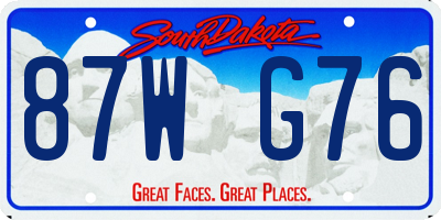 SD license plate 87WG76