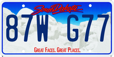 SD license plate 87WG77