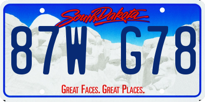 SD license plate 87WG78