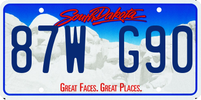 SD license plate 87WG90