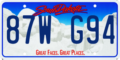 SD license plate 87WG94