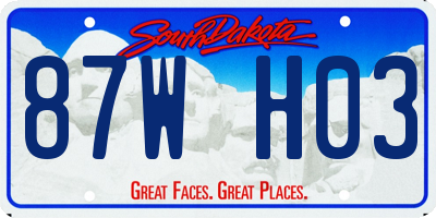 SD license plate 87WH03