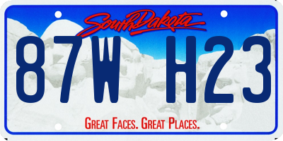 SD license plate 87WH23