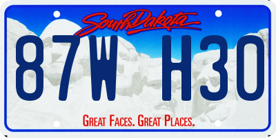 SD license plate 87WH30