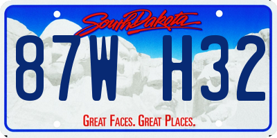 SD license plate 87WH32