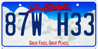 SD license plate 87WH33