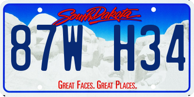 SD license plate 87WH34