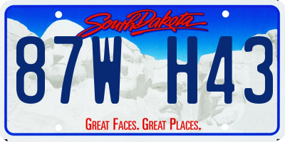 SD license plate 87WH43
