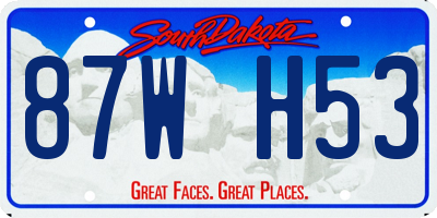 SD license plate 87WH53