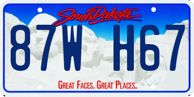 SD license plate 87WH67