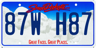 SD license plate 87WH87
