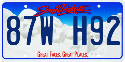 SD license plate 87WH92