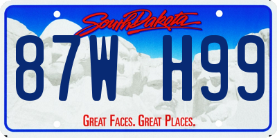 SD license plate 87WH99