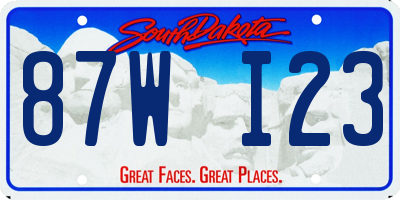 SD license plate 87WI23