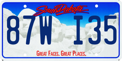 SD license plate 87WI35