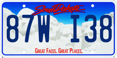 SD license plate 87WI38