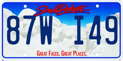 SD license plate 87WI49