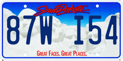 SD license plate 87WI54