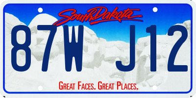 SD license plate 87WJ12