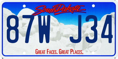SD license plate 87WJ34