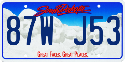 SD license plate 87WJ53