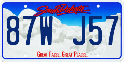 SD license plate 87WJ57