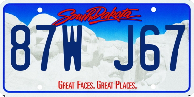 SD license plate 87WJ67