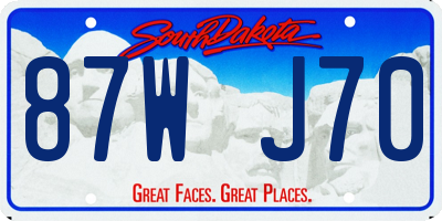 SD license plate 87WJ70